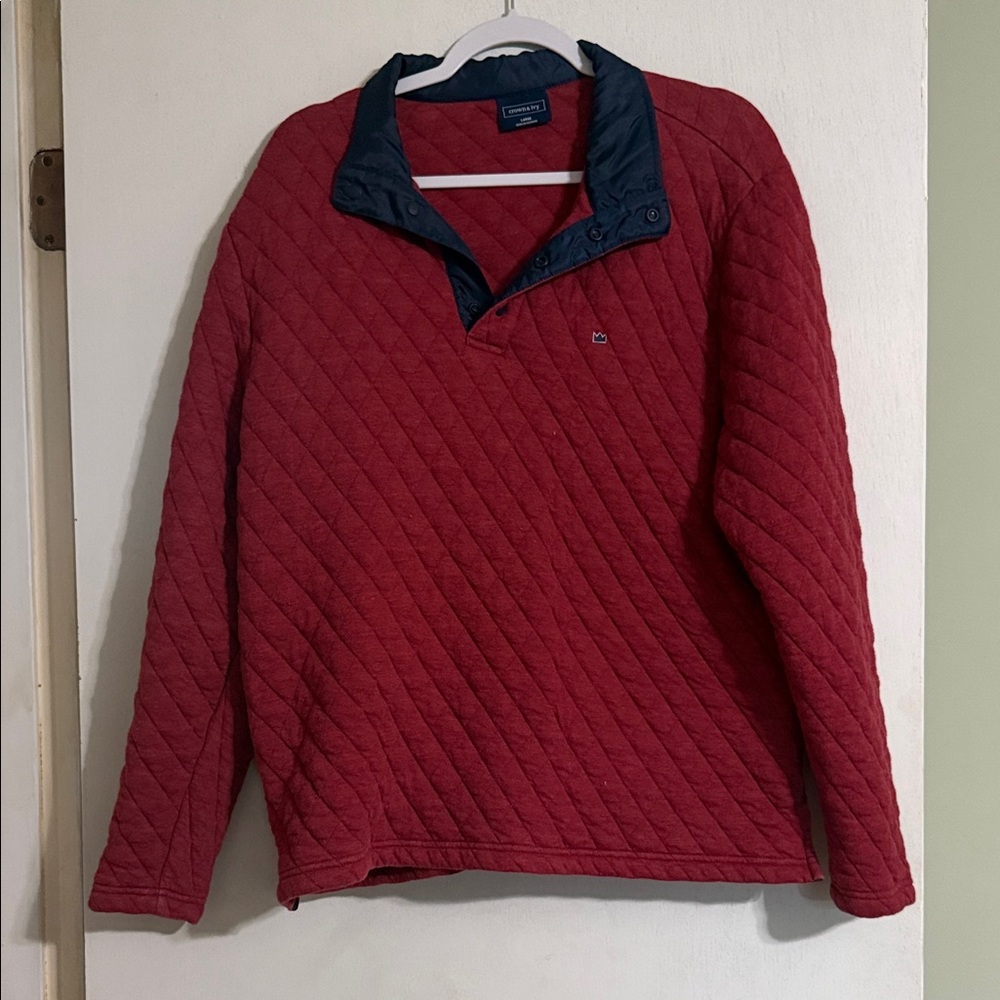 crown & ivy Red Quilted Sweater
